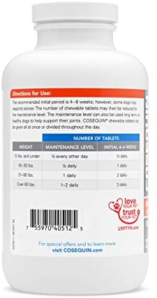 Nutramax Cosequin Maximum Strength Joint Health Supplement for Dogs - With Glucosamine, Chondroitin, and MSM, 250 Chewable Tablets