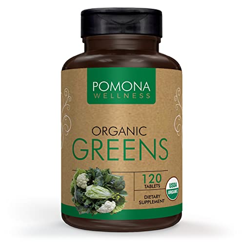 Pomona Wellness Super Greens Supplement, Full Of Superfood Vitamins and Minerals, Fruits and Vegetable, Greens Powder for Bloating and Digestion, Gut Health, USDA Organic, Non-GMO, 120 Tablets