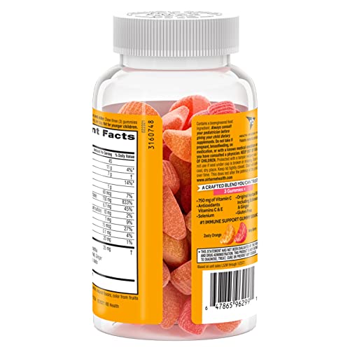 Airborne Vitamin C 750mg (per serving) - Assorted Fruit Gummies (63 count in a bottle), Gluten-Free Immune Support Supplement With Vitamins C E, Selenium