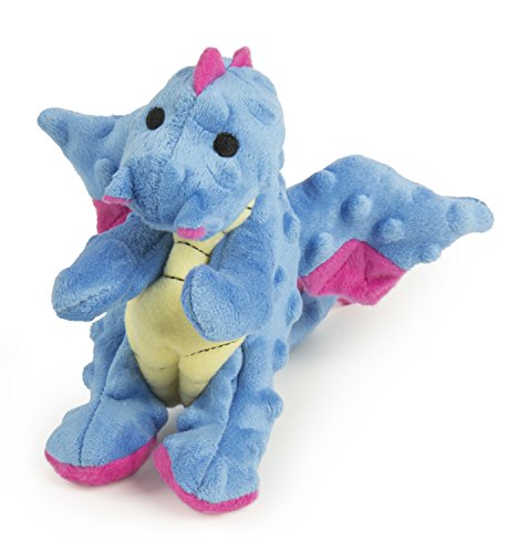 goDog Dragons Squeaker Plush Pet Toy for Dogs and Puppies, Soft and Durable, Tough and Chew Resistant, Reinforced Seams - Periwinkle, Small