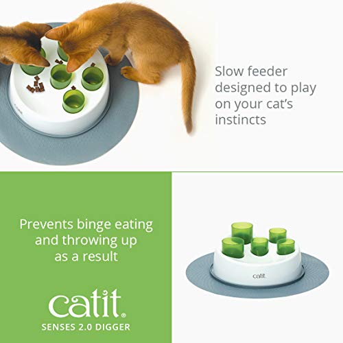 Catit Senses 2.0 Digger Interactive Cat Toy, All Breed Sizes, Green,White, 1-Pack