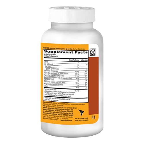 Airborne 1000mg Chewable Tablets with Zinc, Immune Support Supplement with Powerful Antioxidants Vitamins A C and E - 200 Tablets, Citrus Flavor