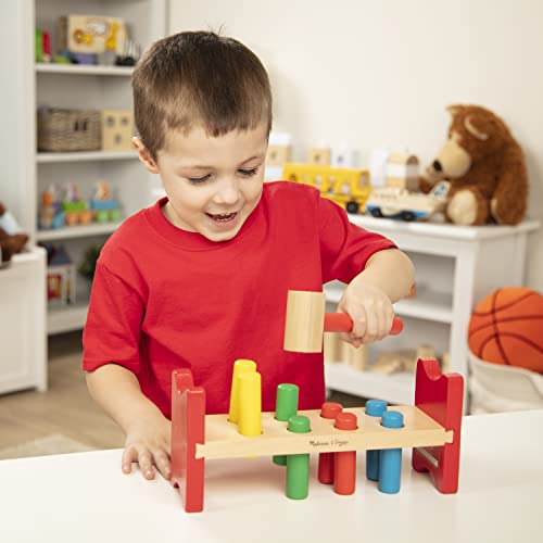 Melissa and Doug Deluxe Wooden Pound-A-Peg Toy With Hammer