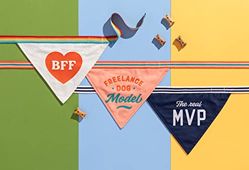 Brass Monkey The Real MVP Dog Bandana – Durable Cotton Pet Bandana, One Size Fits Most – 9” W x 6” H with 30” Tie Ribbon – Cute Dog Accessories with Eye-Catching Design