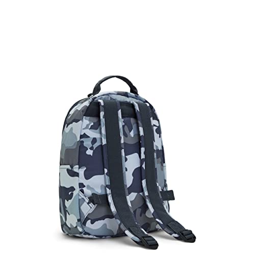 Kipling Women's Seoul Small Backpack, Durable, Padded Shoulder Straps with Tablet Sleeve, School Bag, Cool Camo Grey, 10.5''L x 13.75''H x 6.75''D