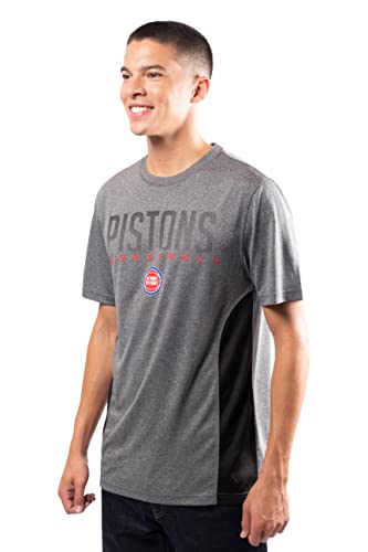 Ultra Game NBA Detroit Pistons Mens Active Tee Shirt, Charcoal Heather, Medium