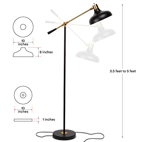Brightech Wyatt LED Floor Lamp, Industrial Floor Lamp for Living Rooms and Offices – Charming Farmhouse Floor Lamp, Adjustable Head Standing Lamp for Bedroom Reading, Stunning Living Room Decor