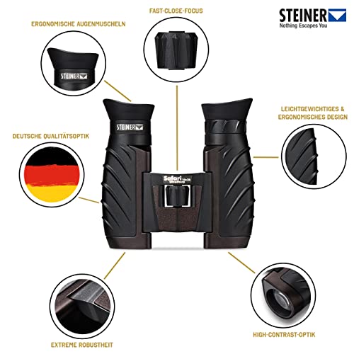 Steiner Safari UltraSharp Binoculars Compact Lightweight Performance Outdoor Optics, 10x26