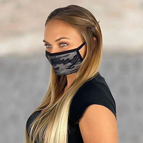 Washable and Reusable Cotton Designer Fashion Face Masks for Woman. Soft Comfortable Breathable Cute Stylish Adjustable 2-layer Face Cover Adults - Urban Camo