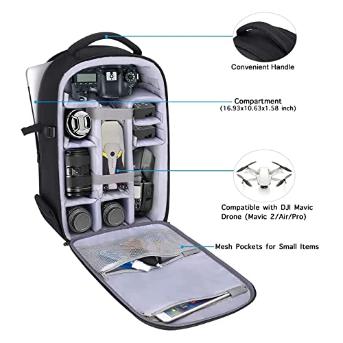 MOSISO Camera Backpack, DSLR/SLR/Mirrorless Photography Camera Bag 15-16 inch Waterproof Hardshell Case with Tripod HolderandLaptop Compartment Compatible with Canon/Nikon/Sony, Black