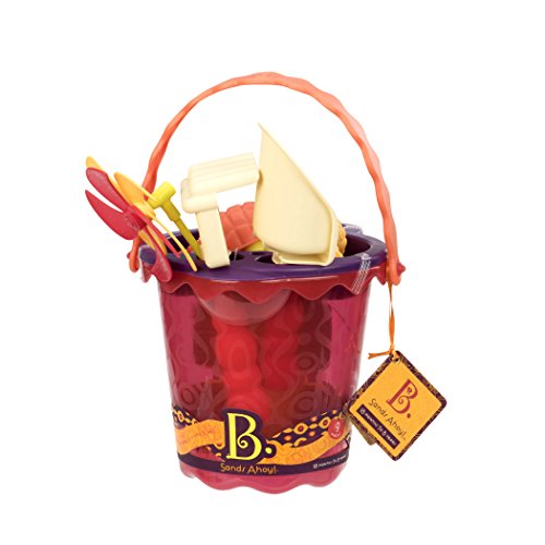 B. Toys by Battat – Sands Ahoy – Each Playset - Medium ucket Set (Mango) with 9 Unique Sand and Water Toys –Phthalate Free
