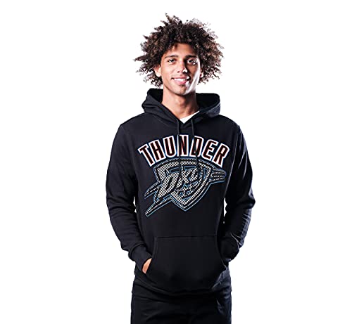 Ultra Game GHM1867F Men's NBA Fleece Hoodie Pullover Sweatshirt Primo Metallic, Oklahoma City Thunder, Black, Small