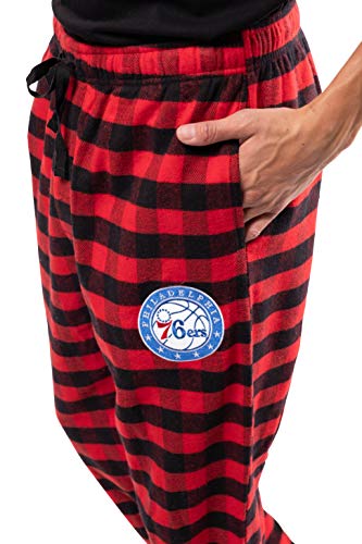 Ultra Game NBA Philadelphia 76ers Mens Sleepwear Super Soft Flannel Pajama Loungewear Pants, Team Color, Large