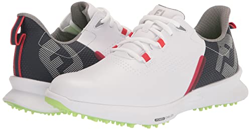 FootJoy Men's FJ Fuel Golf Shoe, White/Navy/Red, 12