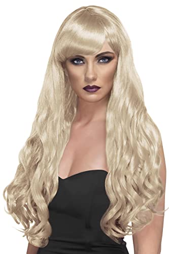 Smiffys Desire Women's Extra Long Curly Wig with Bangs, (Blonde)
