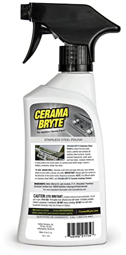 Cerama Bryte Stainless Steel Polish Spray, Streak-Free Shine, Clean and Protect, High Strength Formula. 16 Fl Oz (Pack of 1)