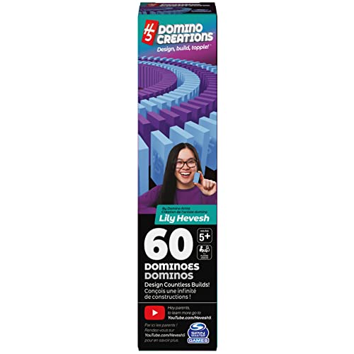 Spin Master Games H5 Domino Creations, 60-Piece Blue/Purple Set by Domino Artist Youtuber Lily Hevesh Classic Family Game, for Adults and Kids Ages 5 and up