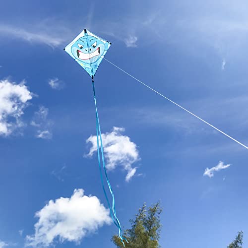 In the Breeze Shark 30 Inch Diamond Kite - Single Line - Includes Kite Line and Bag - Fun Printed Design