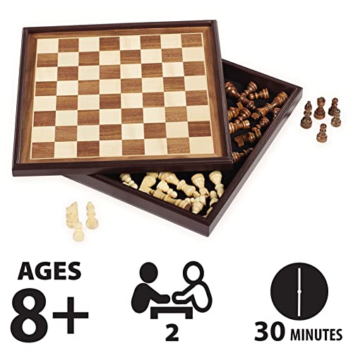 Legacy Deluxe Chess and Checkers Set, Classic Two Player Game Includes Folding Board with Solid Wood Playing Pieces, for Kids and Adults Ages 8 and Up