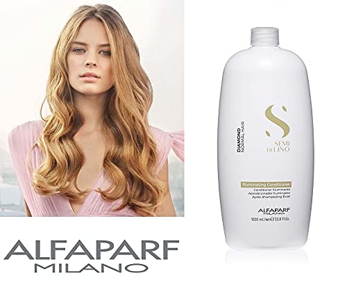 Alfaparf Milano Semi Di Lino Diamond Shine Illuminating Hair Conditioner - Sulfate Free - For Normal Hair - Safe on Color Treated Hair - Paraben and Paraffin Free - Professional Salon Quality