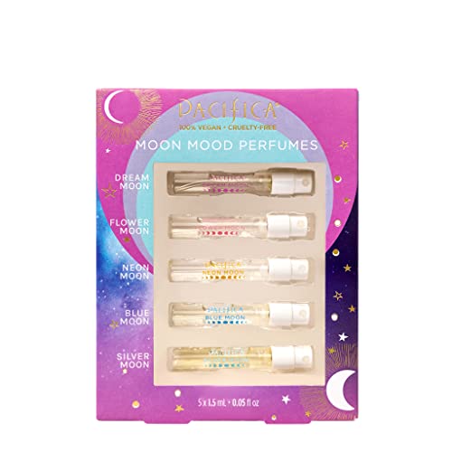 Pacifica Beauty, Moon Moods Spray Perfume Travel Size, Featuring Dream Moon Mini, 5 Scents, Fragrance Sampler Gift Set, Natural + Essential Oils, Clean, Vegan + Cruelty Free