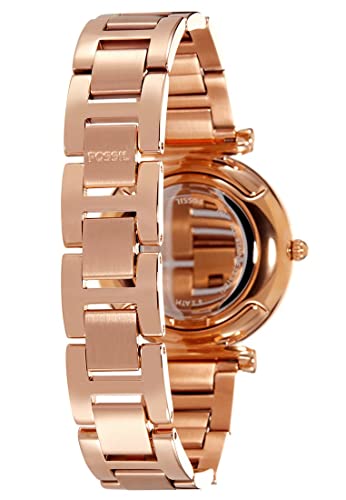 Fossil Women's Carlie Quartz Stainless Steel Three-Hand Watch, Color: Rose Gold Glitz (Model: ES4301)