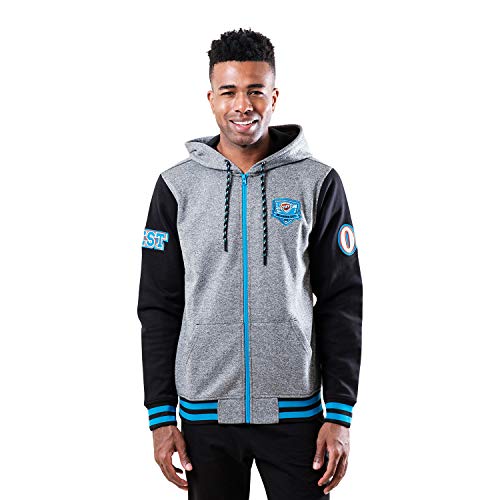 NBA Oklahoma City Thunder Mens Men's Full Zip Fleece Hoodie Letterman Varsity Jackett, Team Color, S
