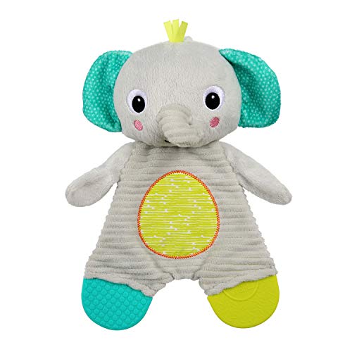 Bright Starts Snuggle and Teethe Plush Teething Baby Toy - Elephant, Crinkle Fabric, Ages 0 Months +