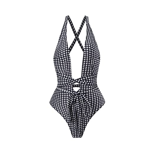 Women Swimsuits Abstract Printing Notched Square/V Neck Floral Vacation One Piece with Cover Up