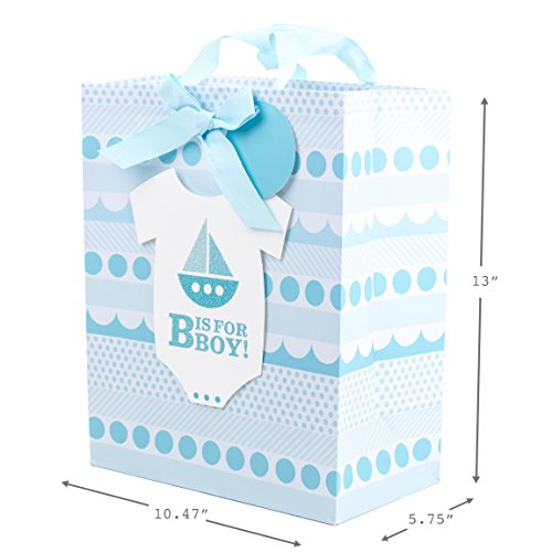 Hallmark Large Baby Shower Gift Bag with Tissue Paper (B is for Boy)