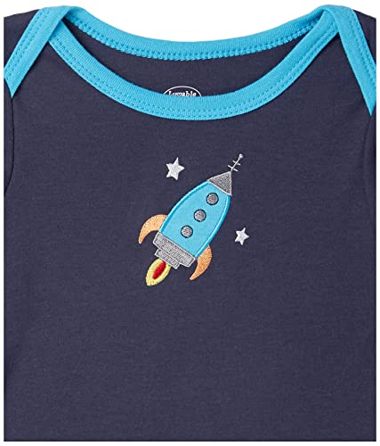 Luvable Friends Unisex Baby Cotton Long-Sleeve Bodysuits, Rocket, 9-12 Months