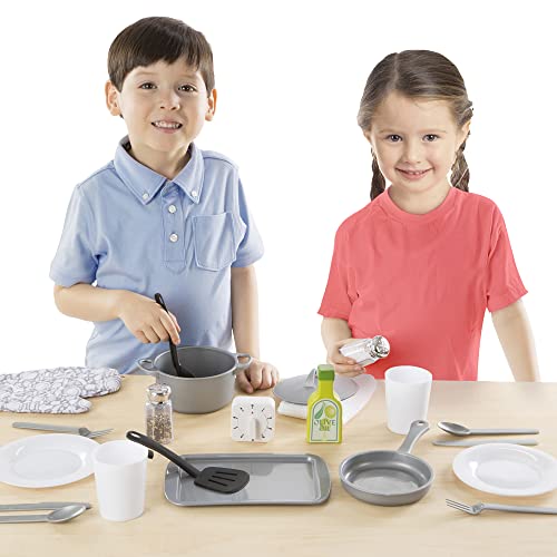Melissa and Doug 22-Piece Play Kitchen Accessories Set - Utensils, Pot, Pans, and More