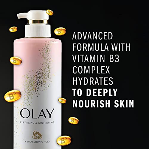 Olay Body Wash Women Cleansing and Nourishing with Hyaluronic Acid and Vitamin B3, 20 fl oz (Pack of 4)