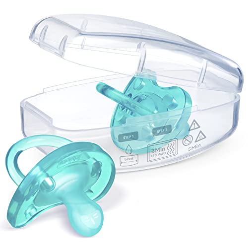 Chicco PhysioForma 100% Soft Silicone One Piece Pacifier for Babies 16-24m, Teal, Orthodontic Nipple, BPA-Free, 2-count in Sterilizing Case