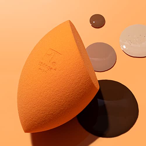 Real Techniques Miracle Complexion Sponge, Makeup Blending Sponge, For Foundation, Offers Light To Medium Coverage, Natural, Dewy Makeup, Orange Sponge, Latex-Free Foam, 4 Count