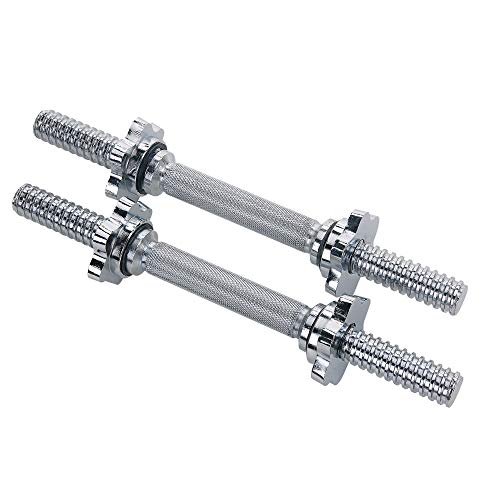 Sunny Health and Fitness 14 in Threaded Chrome Dumbbell Bar Pairs with Ring Collars - STDBH-14