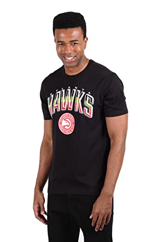 Ultra Game -NBA Atlanta Hawks Mens Arched Plexi Short Sleeve Tee Shirt, Black, Large Small