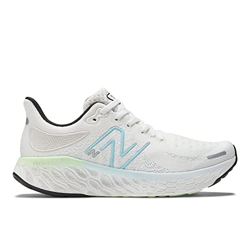 New Balance Women's Fresh Foam X 1080 V12 Running Shoe, White/Bleach Blue/Green Aura, 9