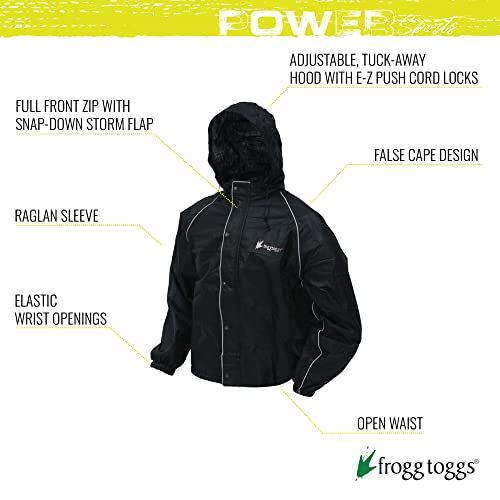 Frogg Toggs Road Toad Reflective Waterproof Rain Jacket, Black, X-Large
