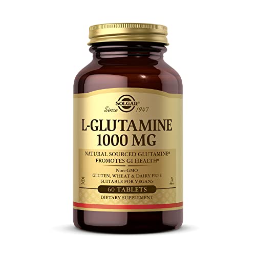 Solgar L-Glutamine 1000 mg, 60 Tablets - Natural Muscle Food - Promotes Gastrointestinal (GI) Health - Supports Brain Health - Non-GMO, Vegan, Gluten Free, Dairy Free, Kosher - 30 Servings
