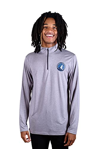 Ultra Game NBA Men's Quarter Zip Long Sleeve Pullover T-Shirt