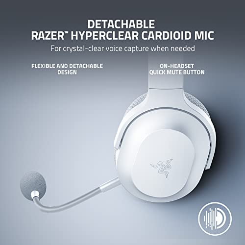 Razer Barracuda X Wireless Gaming and Mobile Headset (PC, Playstation, Switch, Android, iOS): 2022 Model - 2.4GHz Wireless + Bluetooth - Lightweight 250g - 40mm Drivers - 50 Hr Battery - Mercury White