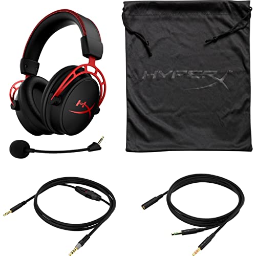 HyperX Cloud Alpha - Gaming Headset, Dual Chamber Drivers, Legendary Comfort, Aluminum Frame, Detachable Microphone, Works on PC, PS4, PS5, Xbox One/ Series X|S, Nintendo Switch and Mobile – Red