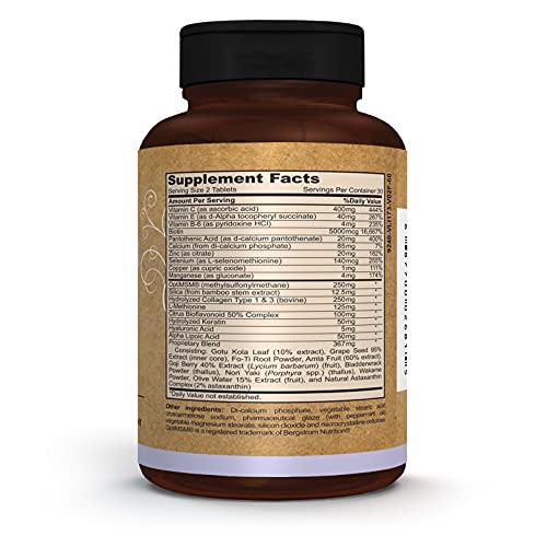 Pomona Wellness Hair, Skin and Nails Complex Supplement, 5000MCG Biotin Per Serving, Supports Healthy Skin, Hair Growth, Strong Nails, Boost Collagen with B Vitamins, Vitamin C, Non-GMO, 60 Count