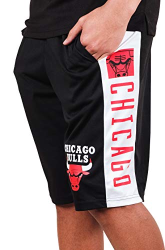 Ultra Game NBA Chicago Bulls Mens Mesh Basketball Shorts, Black, Small