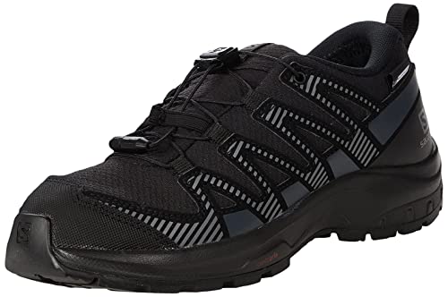 Salomon Kid's XA PRO V8 CLIMASALOMON Waterproof Trail Running Shoes, Black/Black/Ebony, 2 Little Kid