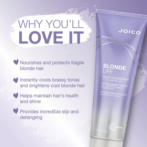 Blonde Life Violet Conditioner | For Cool and Bright Blonde Hair | Neutralize Brassy Tones | Banish Yellow Tones | Boost Shine | Sulfate Free | With Monoi and Tamanu Oil | 8.5 Fl Oz