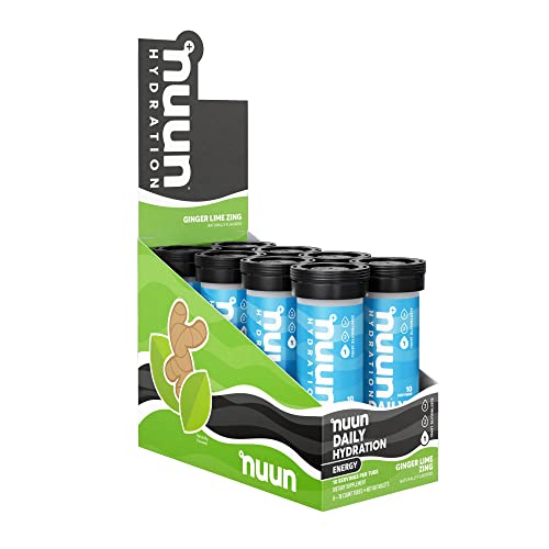 Nuun Energy: Electrolyte Drink Tablets, Caffeine, B Vitamins, Ginseng, Ginger Lime Zing, 80 Servings