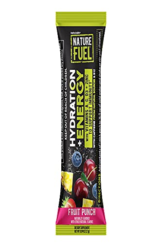 Nature Fuel Hydration + Energy - with Vitamins A, C, D3, and Zinc to Support Immunity - Fruit Punch Flavor - 18 Stick Packs - Pantry Friendly