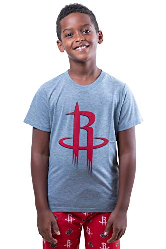 Ultra Game NBA Houston Rockets Youth 2 Piece Pjs Lounge Pants and Tee Set, Team Color, 8